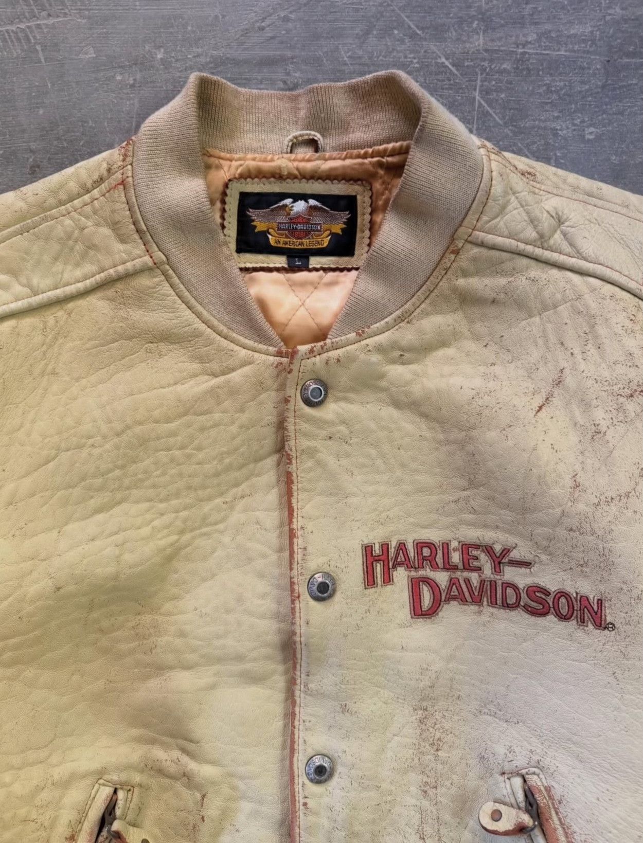 Harley Davidson Vintage 90s-00s Harley-Davidson Distressed Leather Jacket Size US M / EU 48-50 / 2 - 3 Thumbnail