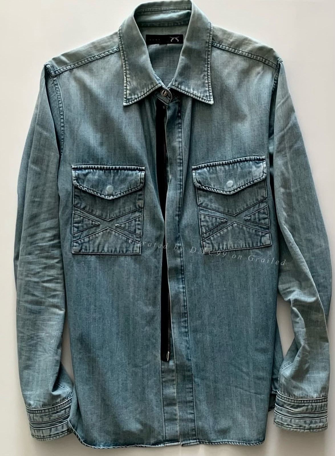 Vintage 2010s ROARGUNS Washed Denim Shirt Jacket Size US M / EU 48-50 / 2 - 2 Thumbnail