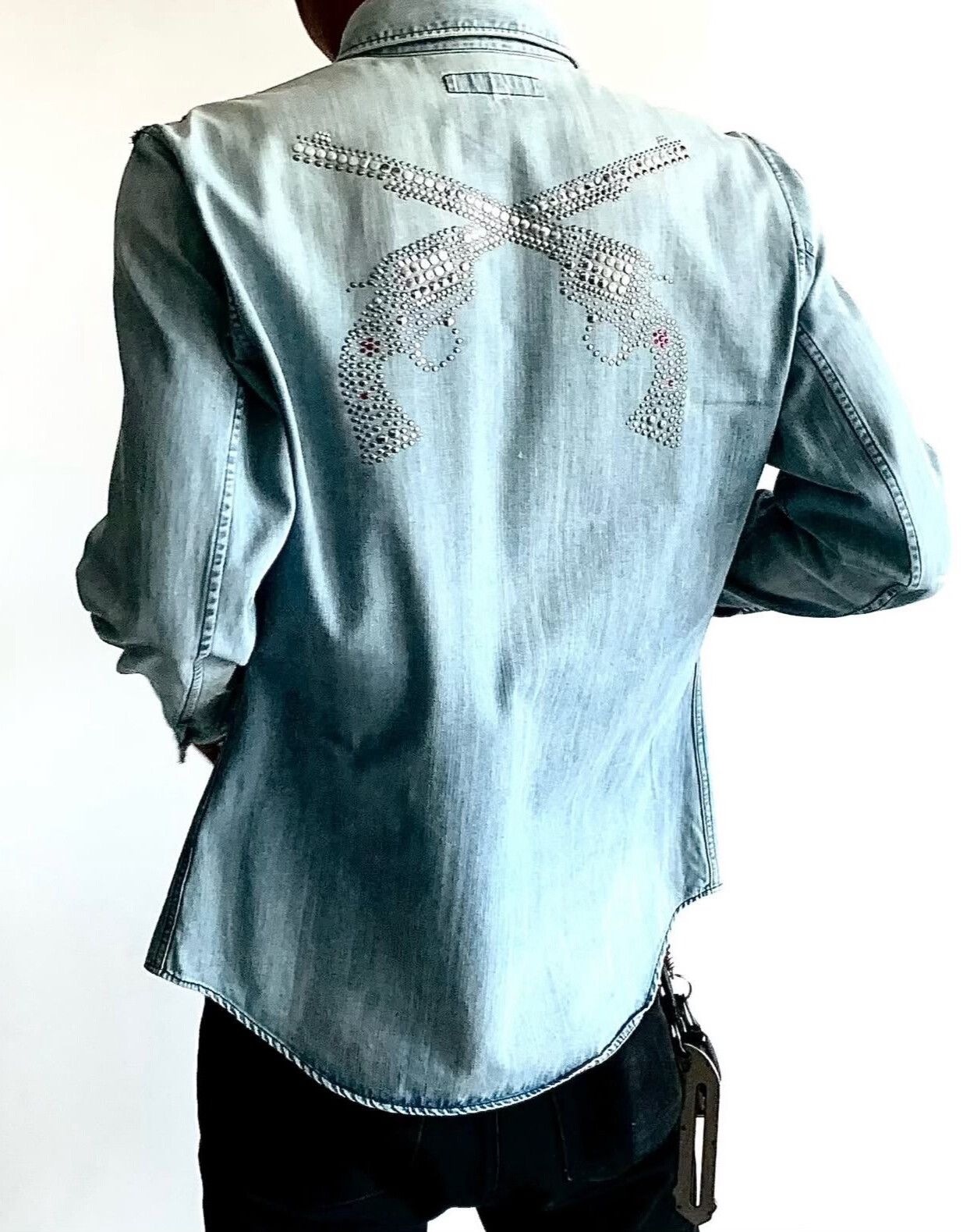 Vintage 2010s ROARGUNS Washed Denim Shirt Jacket Size US M / EU 48-50 / 2 - 4 Thumbnail