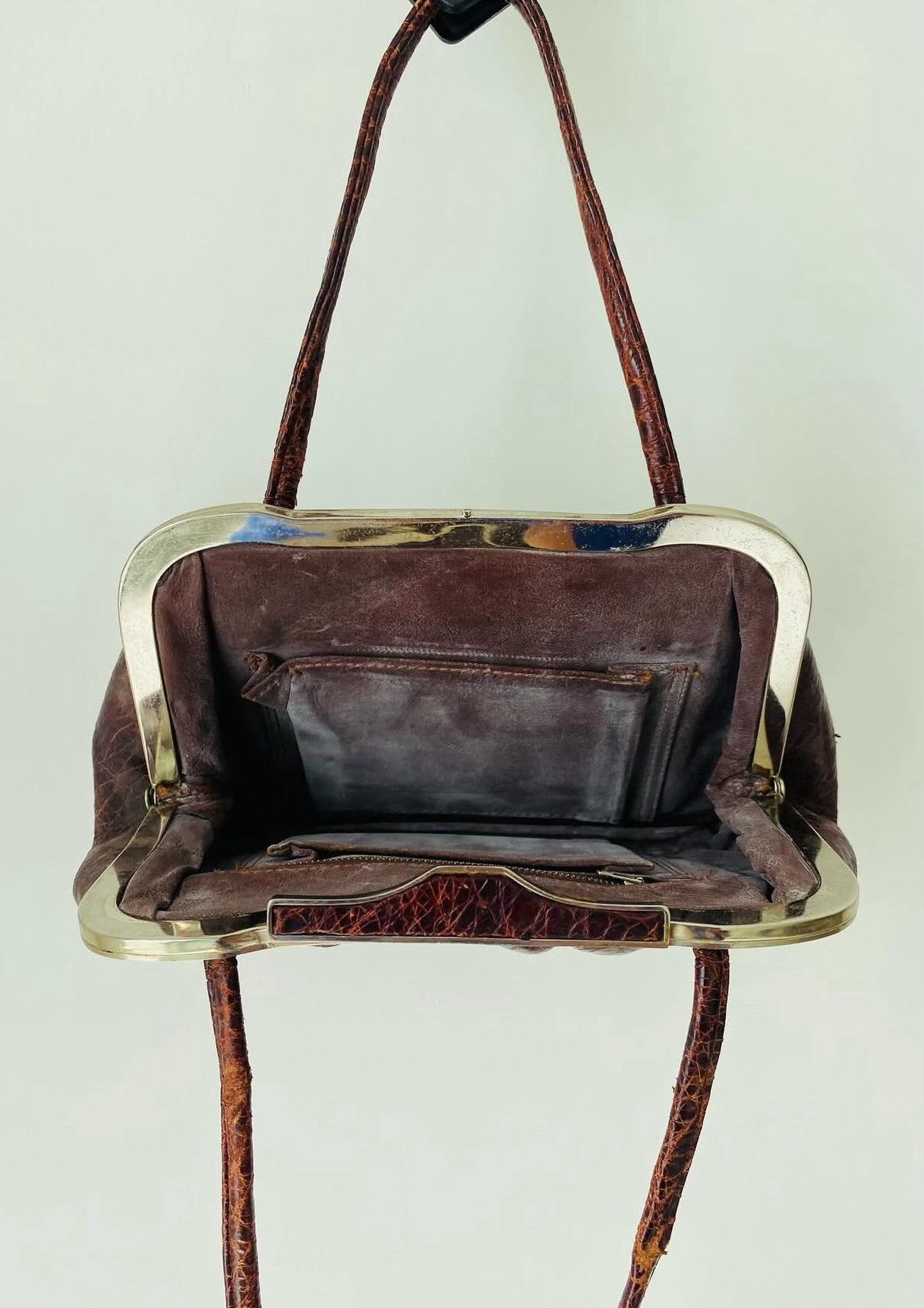 Vintage Vintage 1960s Dark Brown Leather Framebag Size ONE SIZE - 2 Thumbnail