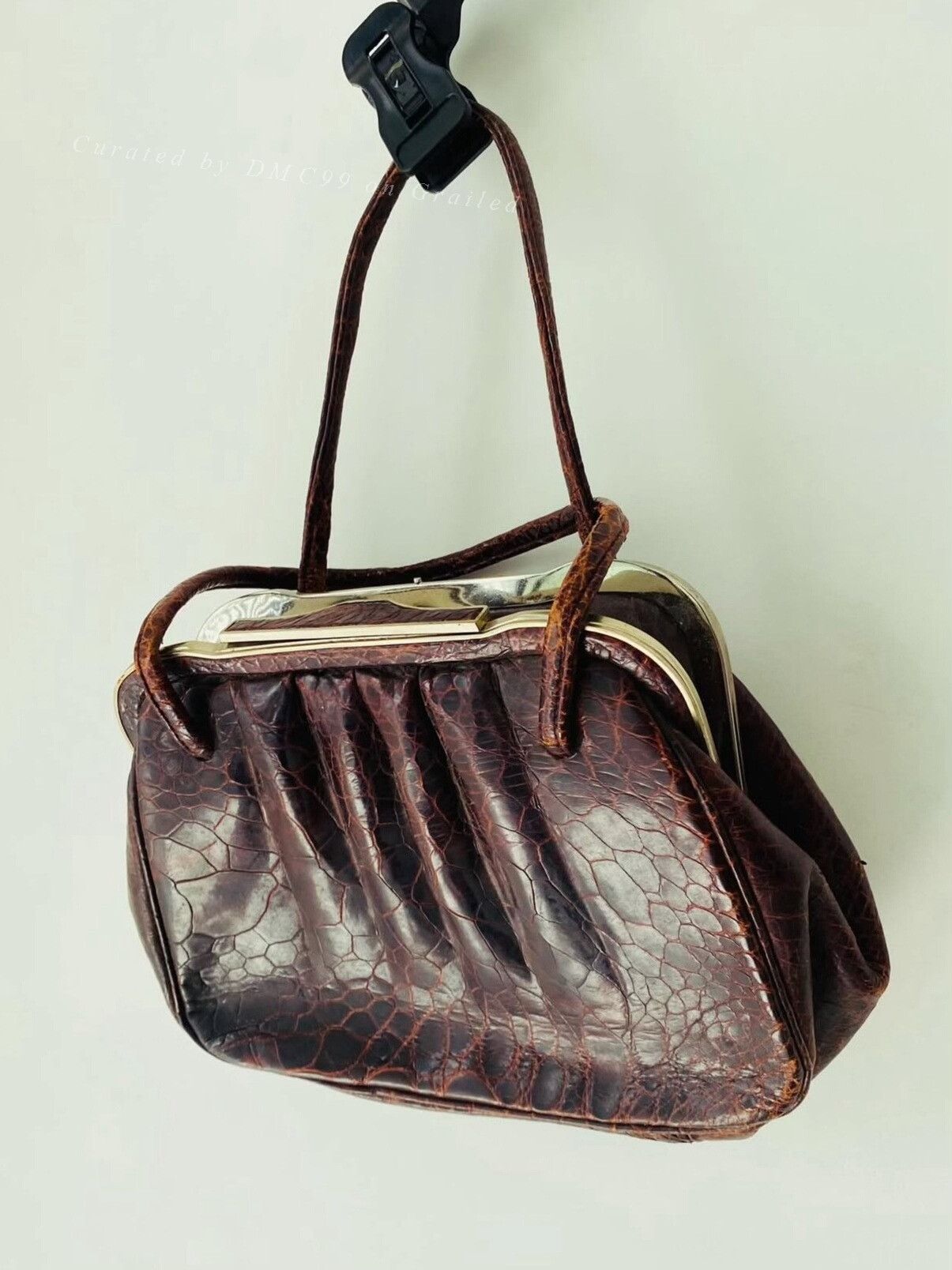 Vintage Vintage 1960s Dark Brown Leather Framebag Size ONE SIZE - 3 Thumbnail