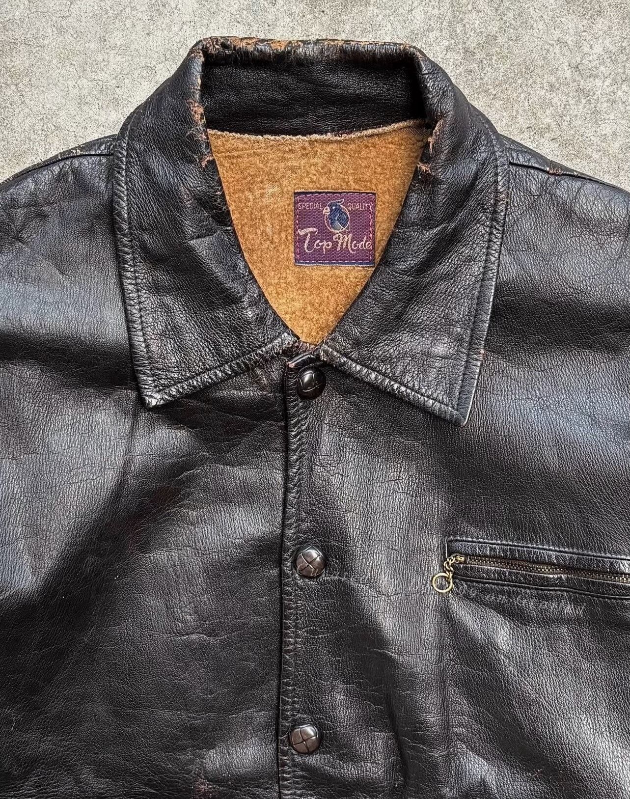 Vintage 1950s True Vintage TOP MODE Leather Jacket Size US M / EU 48-50 / 2 - 2 Thumbnail