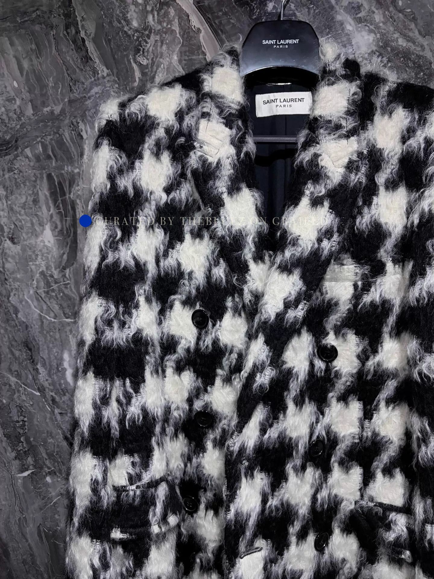 Saint Laurent Paris Multi-Colored Houndstooth Overcoat Size US L / EU 52-54 / 3 - 3 Thumbnail