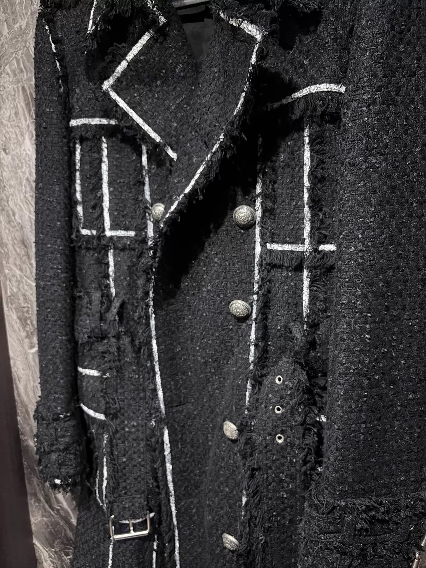 Balmain Black & White Line Coat - Size M Size US M / EU 48-50 / 2 - 5 Thumbnail
