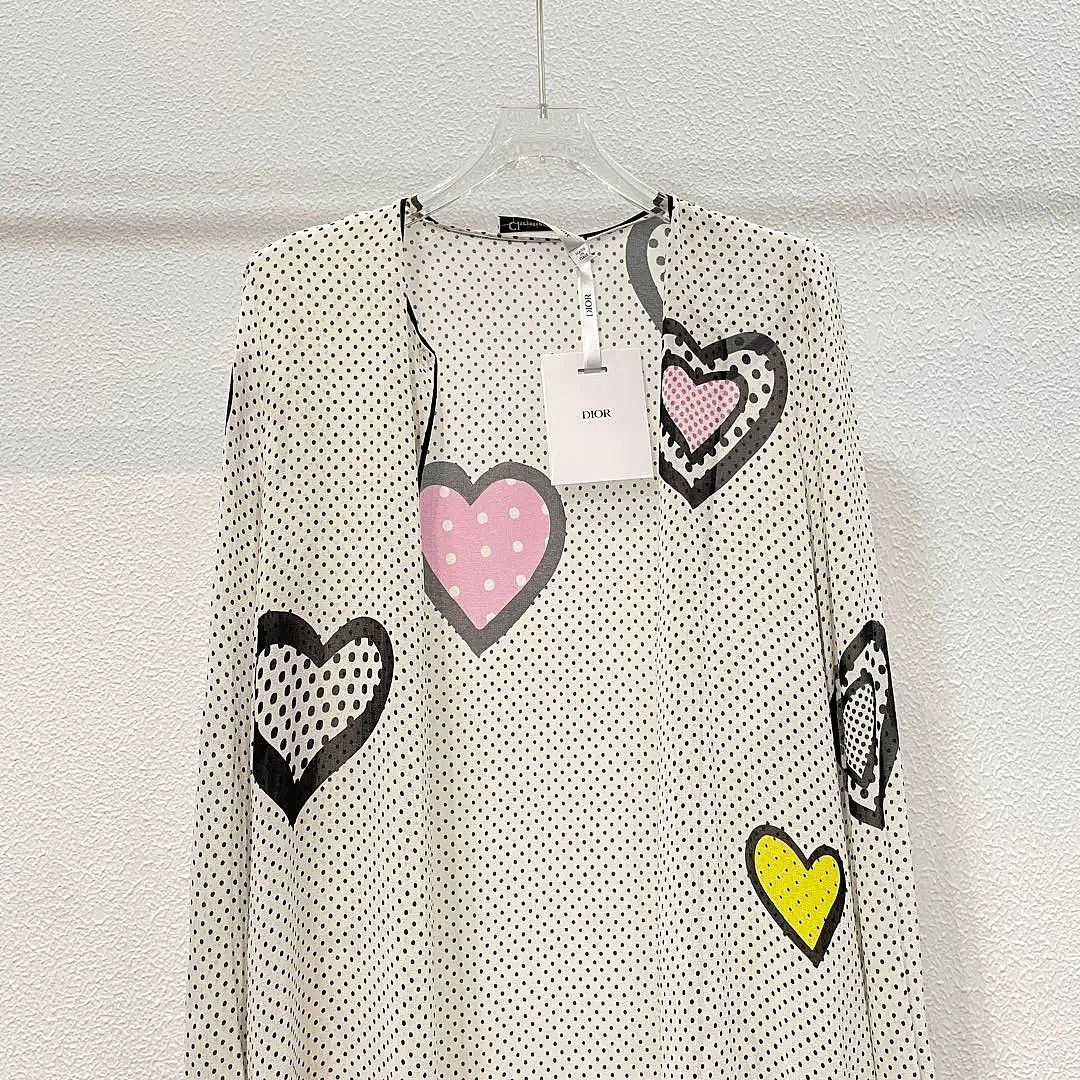 Dior Dior Polka Dot Heart Silk Button Up Size 38 Size S / US 4 / IT 40 - 3 Thumbnail