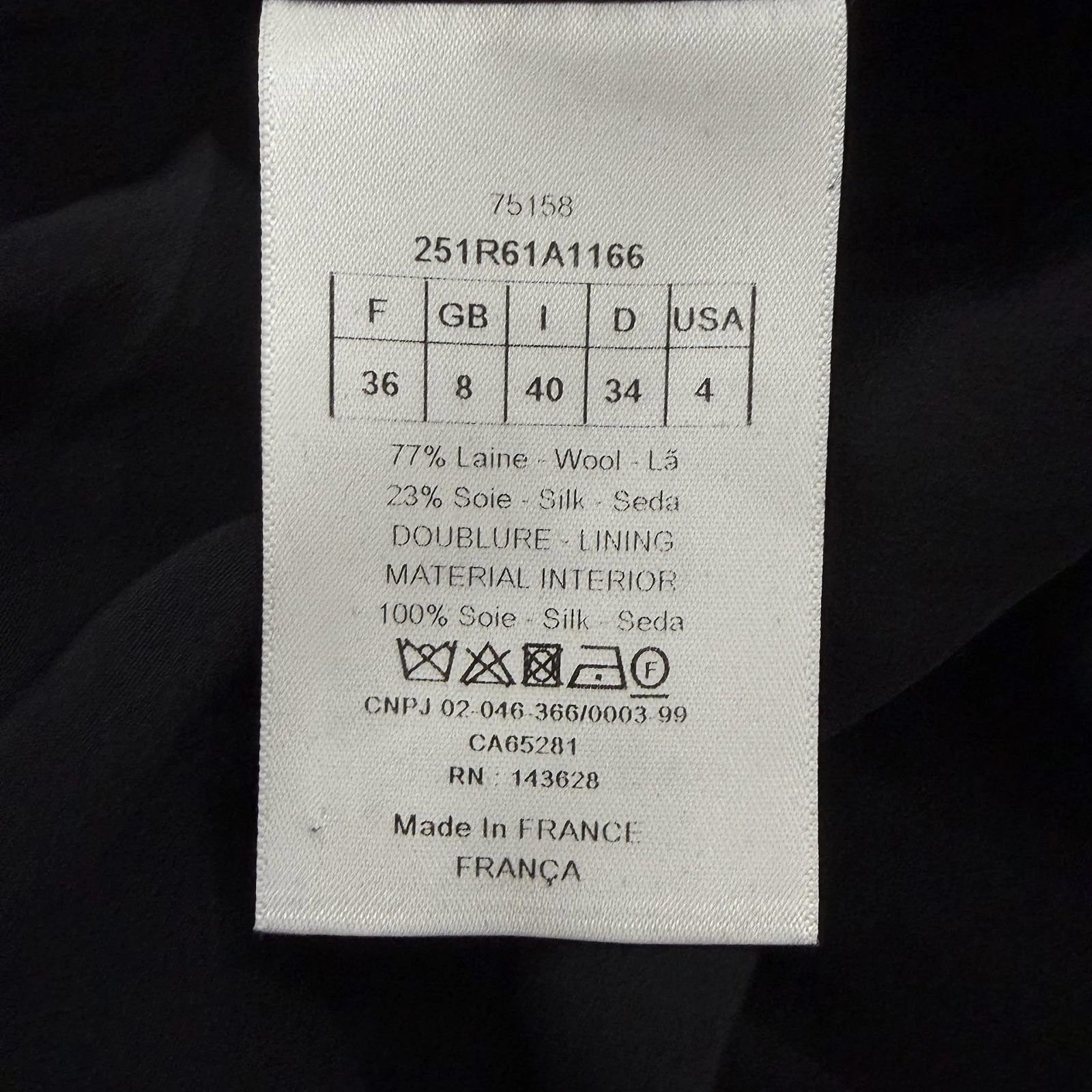 Dior Dior Black Wool Silk V-Neck Dress Size 36 Size XS / US 0-2 / IT 36-38 - 4 Thumbnail