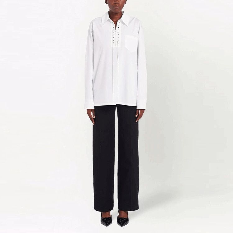 Prada Prada Lace-up Button Up Shirt Size 40 Size S / US 4 / IT 40 - 7 Thumbnail