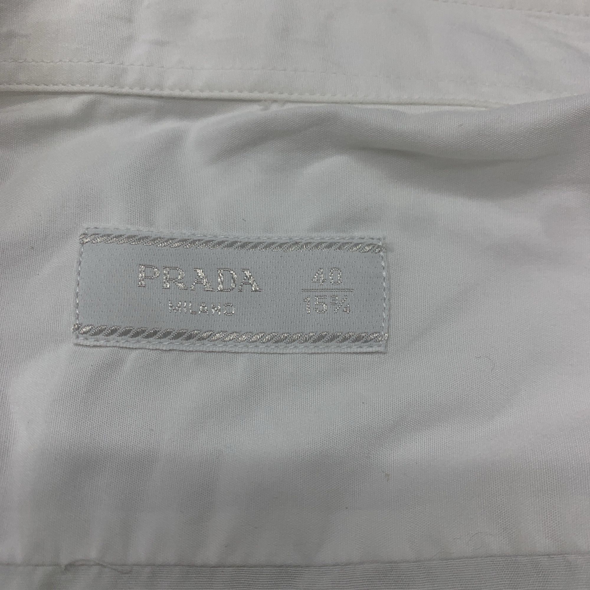 Prada Prada Logo Print Chest Pocket Shirt White US M Size US XXS / EU 40 - 4 Thumbnail