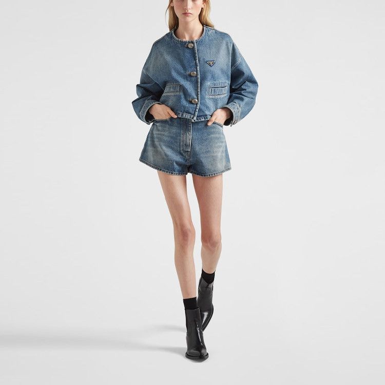 Prada Prada Triangle Logo Denim Jacket Size 38 Size XS / US 0-2 / IT 36-38 - 7 Thumbnail