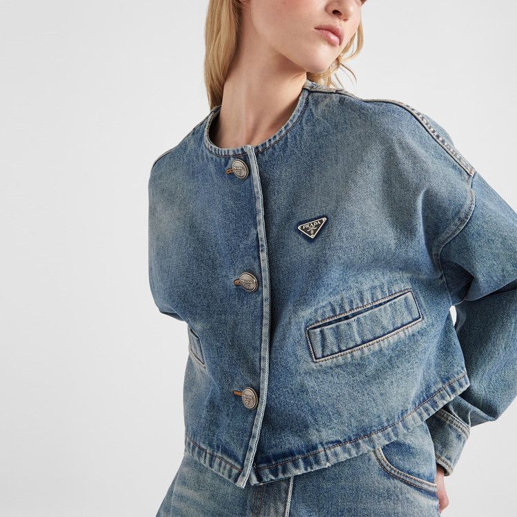 Prada Prada Triangle Logo Denim Jacket Size 38 Size XS / US 0-2 / IT 36-38 - 9 Thumbnail