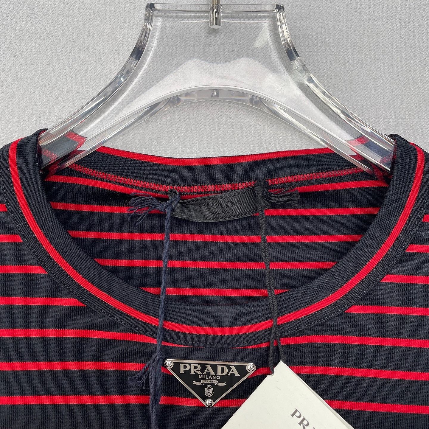 Prada Prada Striped Triangle Logo T-Shirt Size XL Size US XL / EU 56 / 4 - 7 Thumbnail