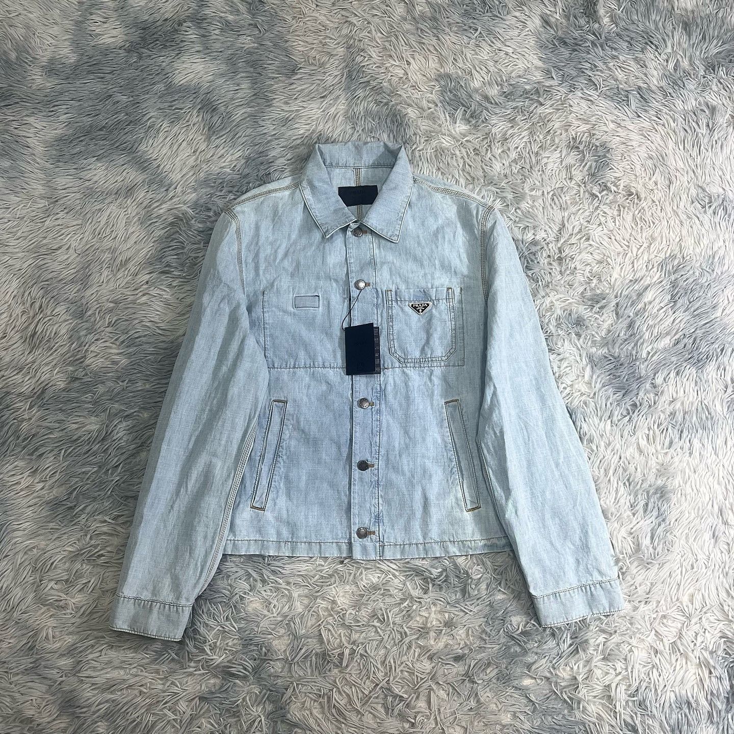 Prada Prada Logo Patch Denim Jacket Size XL Size US XL / EU 56 / 4 - 5 Thumbnail