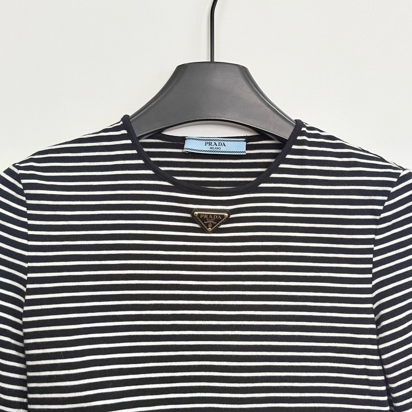 Prada Prada Striped Logo Plaque Long Sleeve T-Shirt Size 38 Size XS / US 0-2 / IT 36-38 - 7 Thumbnail