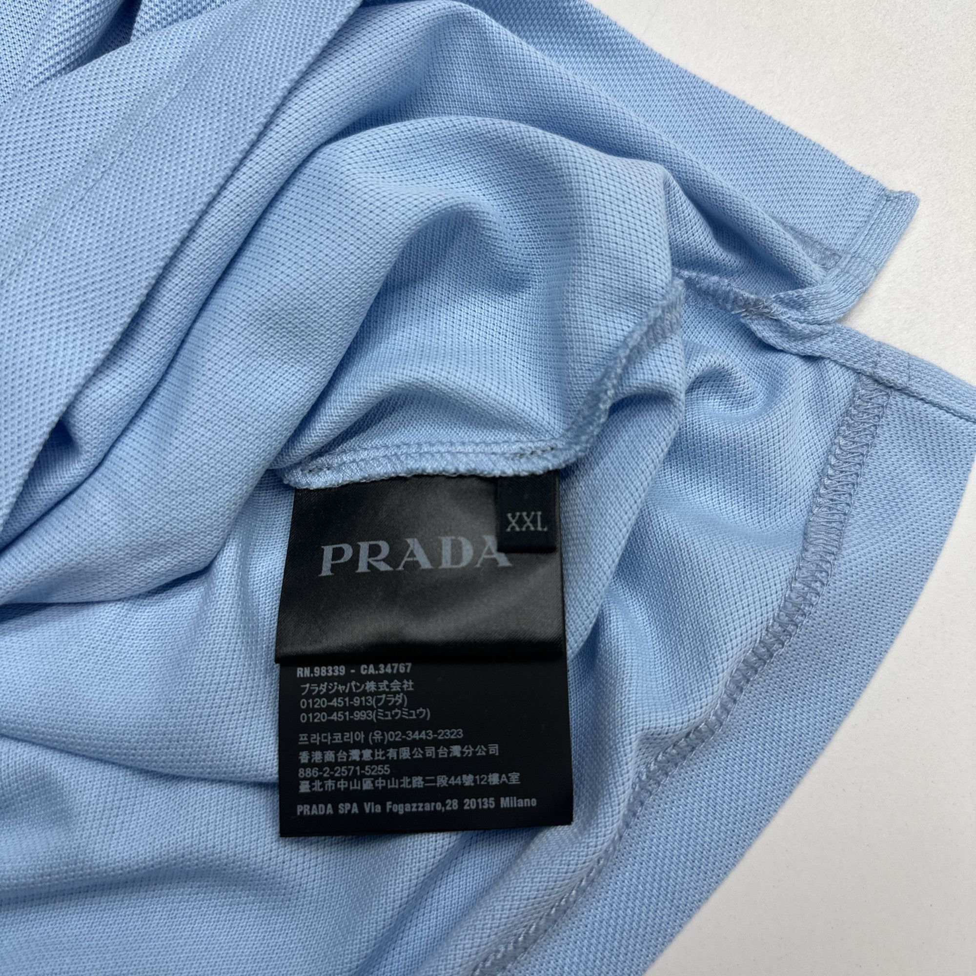 Prada Prada Light Blue Polo Shirt Size XXL Size US XXL / EU 58 / 5 - 4 Thumbnail