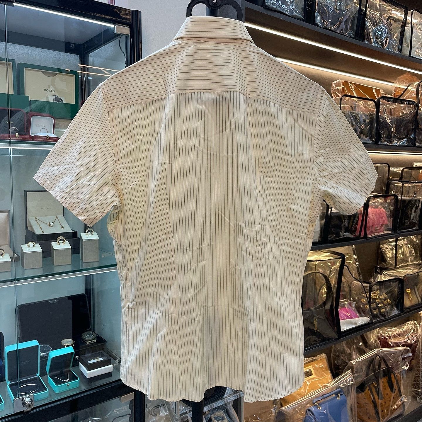 Prada Prada Striped Button Down Short Sleeve Shirt Size M Size US XXS / EU 40 - 2 Thumbnail