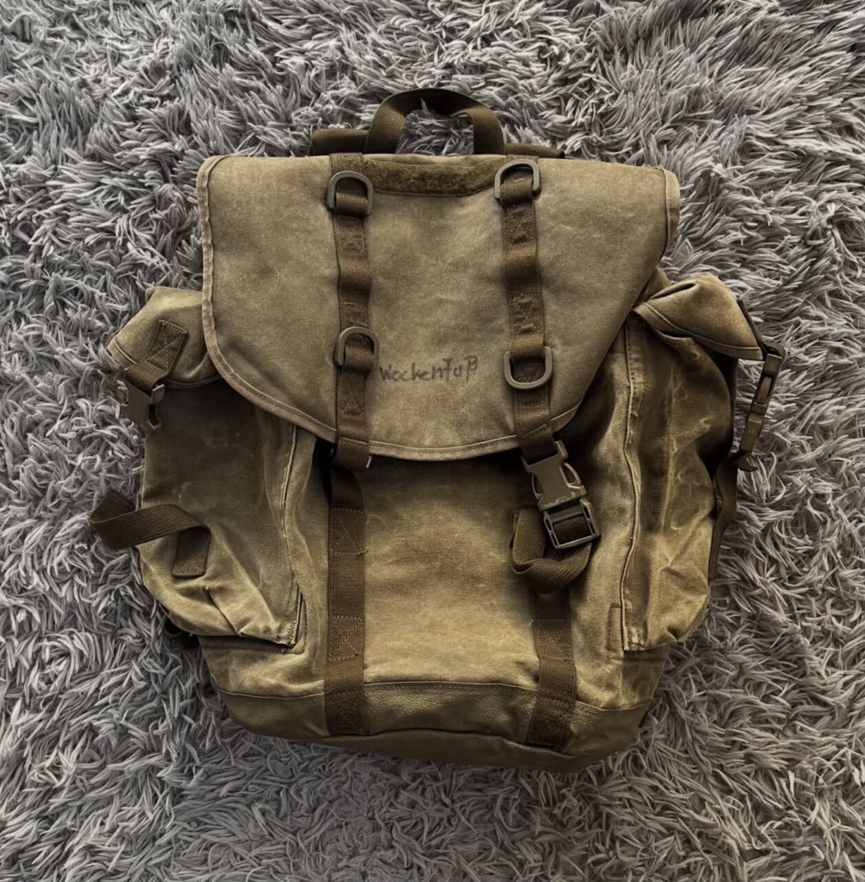 Vintage 1990s German Army 25L Canvas Rucksack Size ONE SIZE - 2 Thumbnail