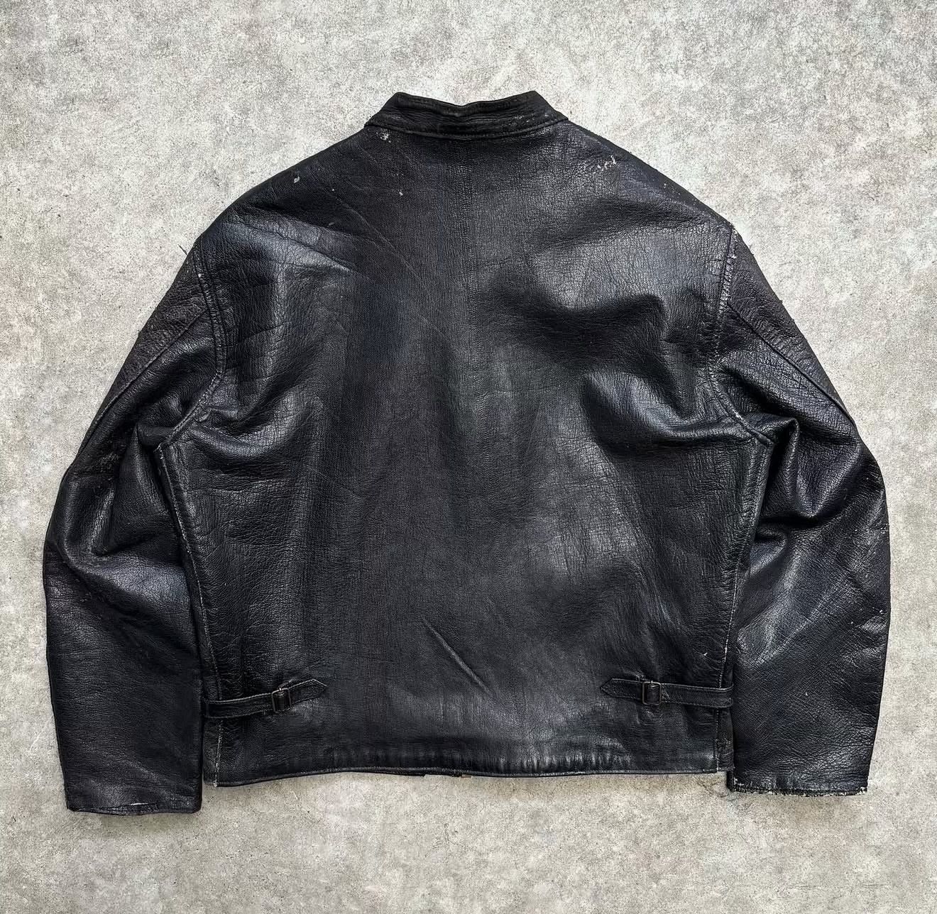 Vintage 1950s ALMAR ITALIAN TAILOR SINGLE RIDERS LEATHER JACKET Size US M / EU 48-50 / 2 - 8 Thumbnail