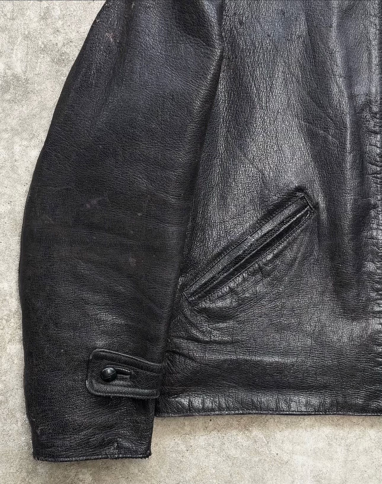 Vintage 1950s ALMAR ITALIAN TAILOR SINGLE RIDERS LEATHER JACKET Size US M / EU 48-50 / 2 - 3 Thumbnail