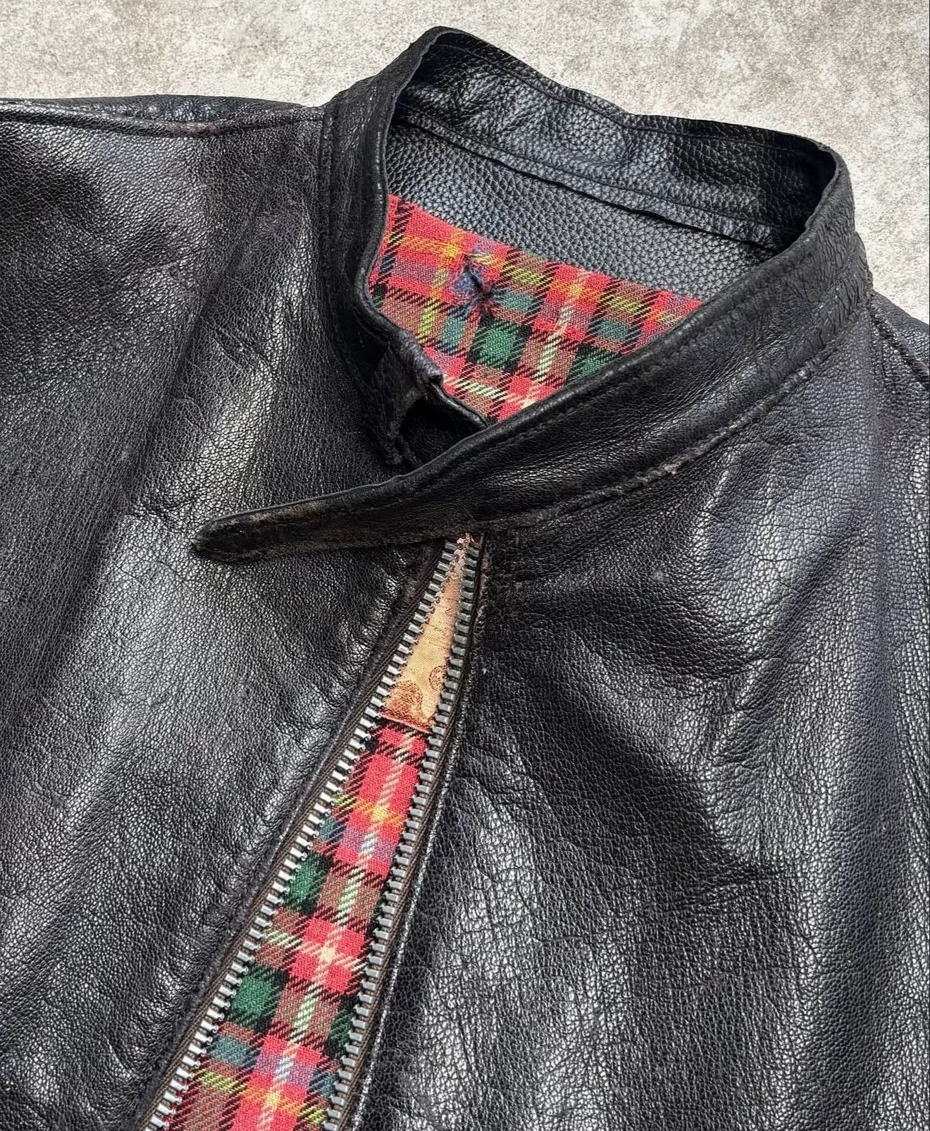 Vintage 1950s ALMAR ITALIAN TAILOR SINGLE RIDERS LEATHER JACKET Size US M / EU 48-50 / 2 - 2 Thumbnail