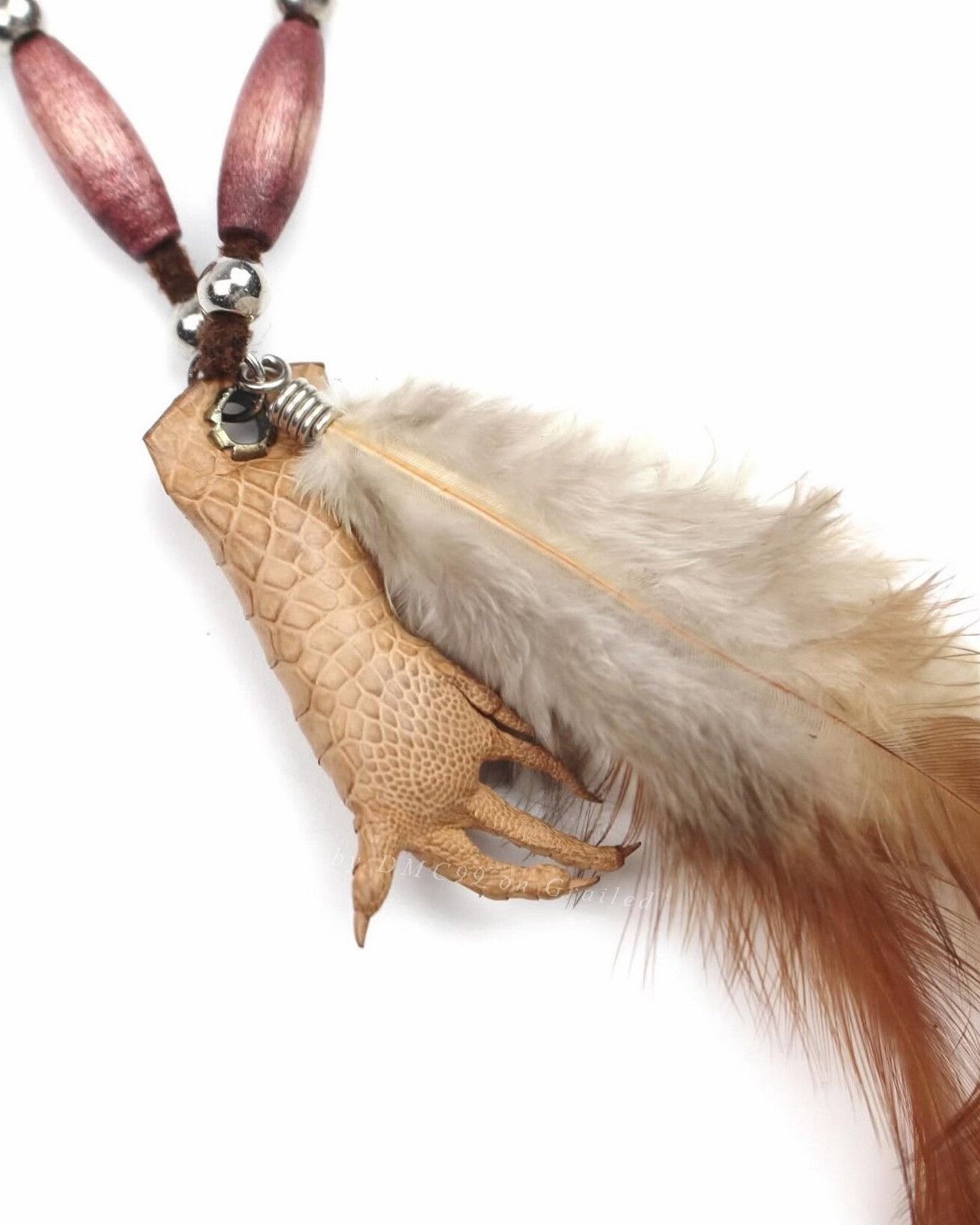 Vintage Vintage 2000s Japanese Reptile Claw Feather Necklace Size ONE SIZE - 3 Thumbnail