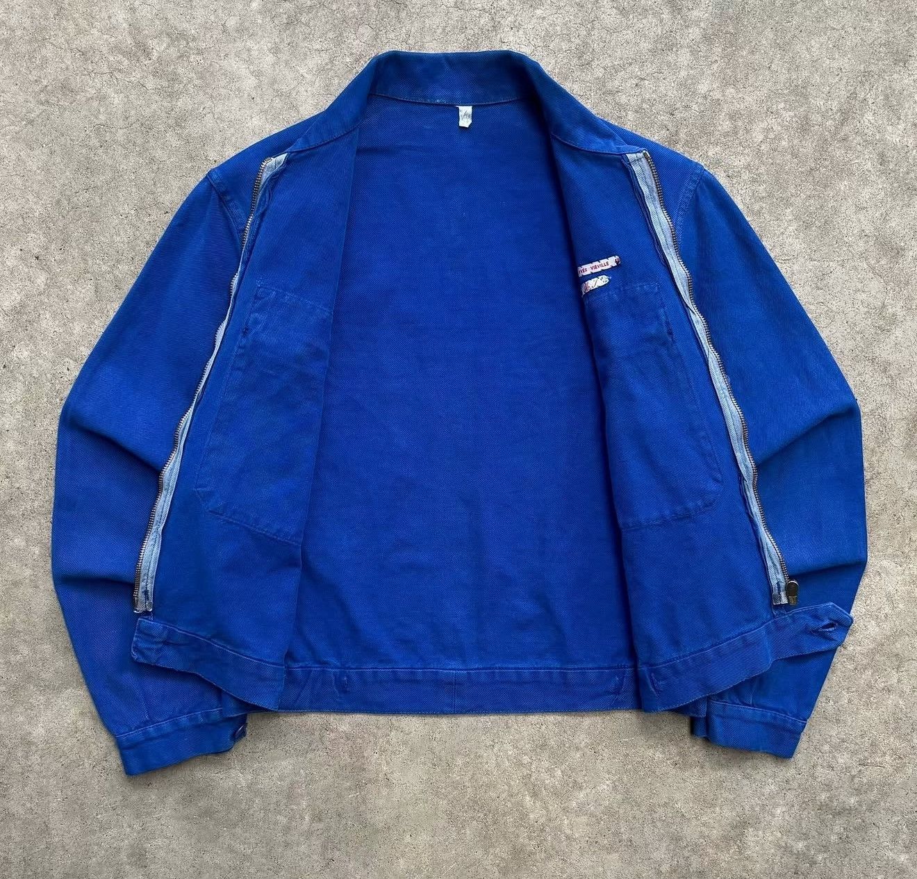 Vintage 1960s French Blue Twill Cyclist Jacket Size US M / EU 48-50 / 2 - 5 Thumbnail
