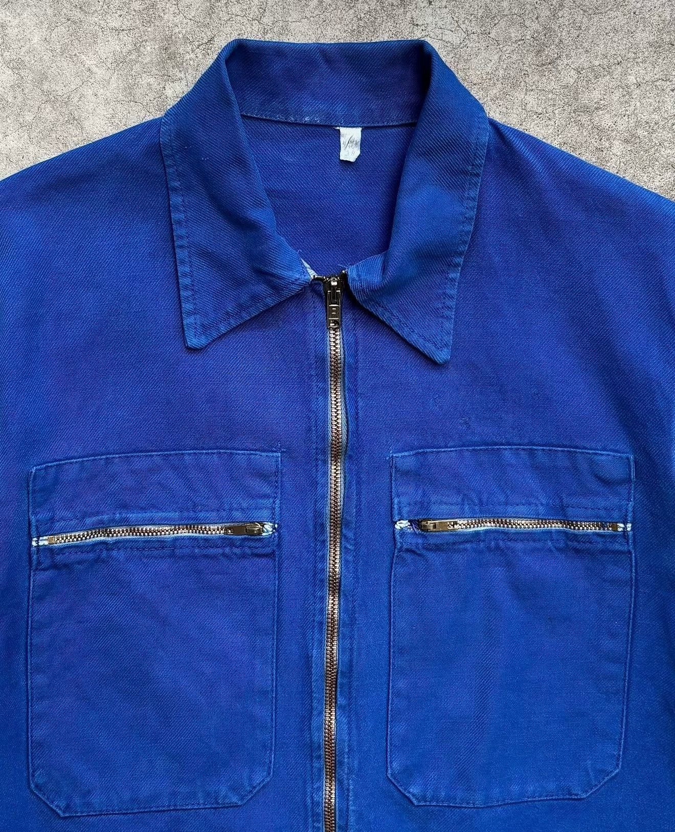 Vintage 1960s French Blue Twill Cyclist Jacket Size US M / EU 48-50 / 2 - 2 Thumbnail