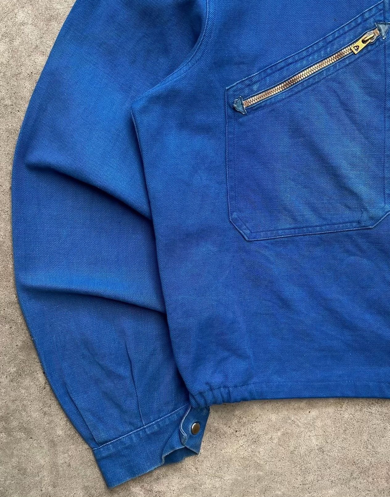 Vintage 1970s Adolphe Lafont French Blue Twill Cyclist Jacket Size US M / EU 48-50 / 2 - 3 Thumbnail