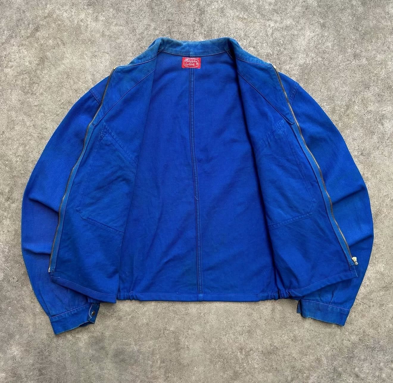 Vintage 1970s Adolphe Lafont French Blue Twill Cyclist Jacket Size US M / EU 48-50 / 2 - 5 Thumbnail