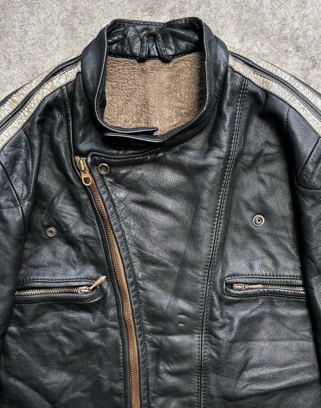 Vintage 1950s German Tailor Motorcycle Leather Jacket Size US L / EU 52-54 / 3 - 2 Thumbnail
