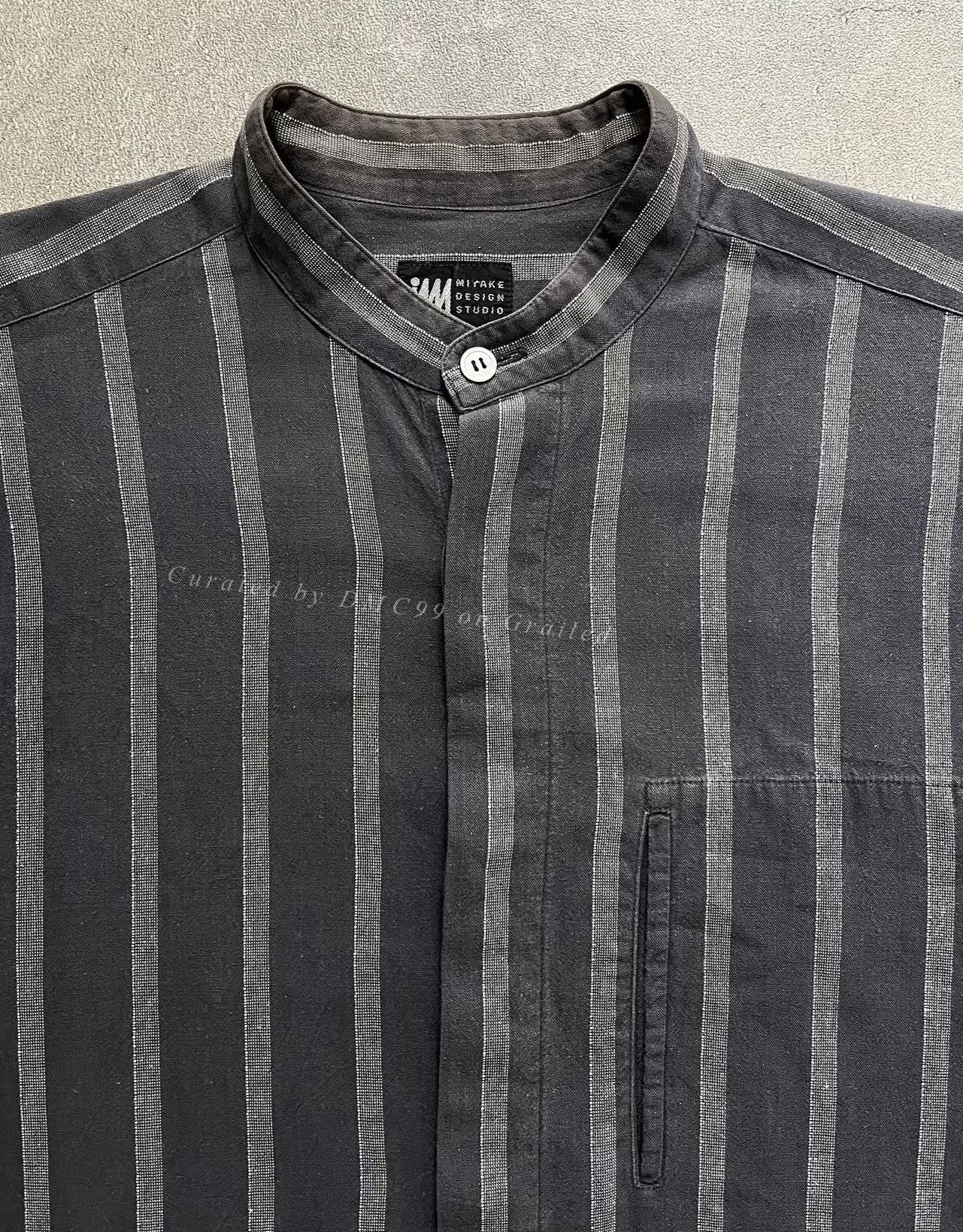 Issey Miyake Vintage Issey Miyake Striped Stand Collar Shirt Size US M / EU 48-50 / 2 - 3 Thumbnail