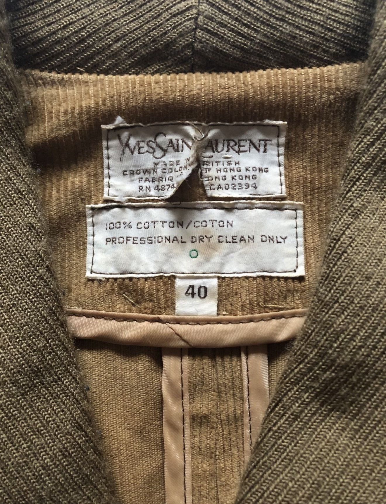 Saint Laurent Paris Vintage YSL 1970s-1980s Corduroy Jacket Size US M / EU 48-50 / 2 - 4 Thumbnail