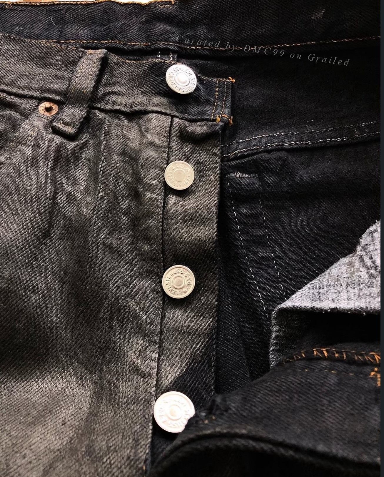 Levi's Vintage 1990s Levi's 501xx Black Coated Jeans Size US 26 / EU 42 - 4 Thumbnail
