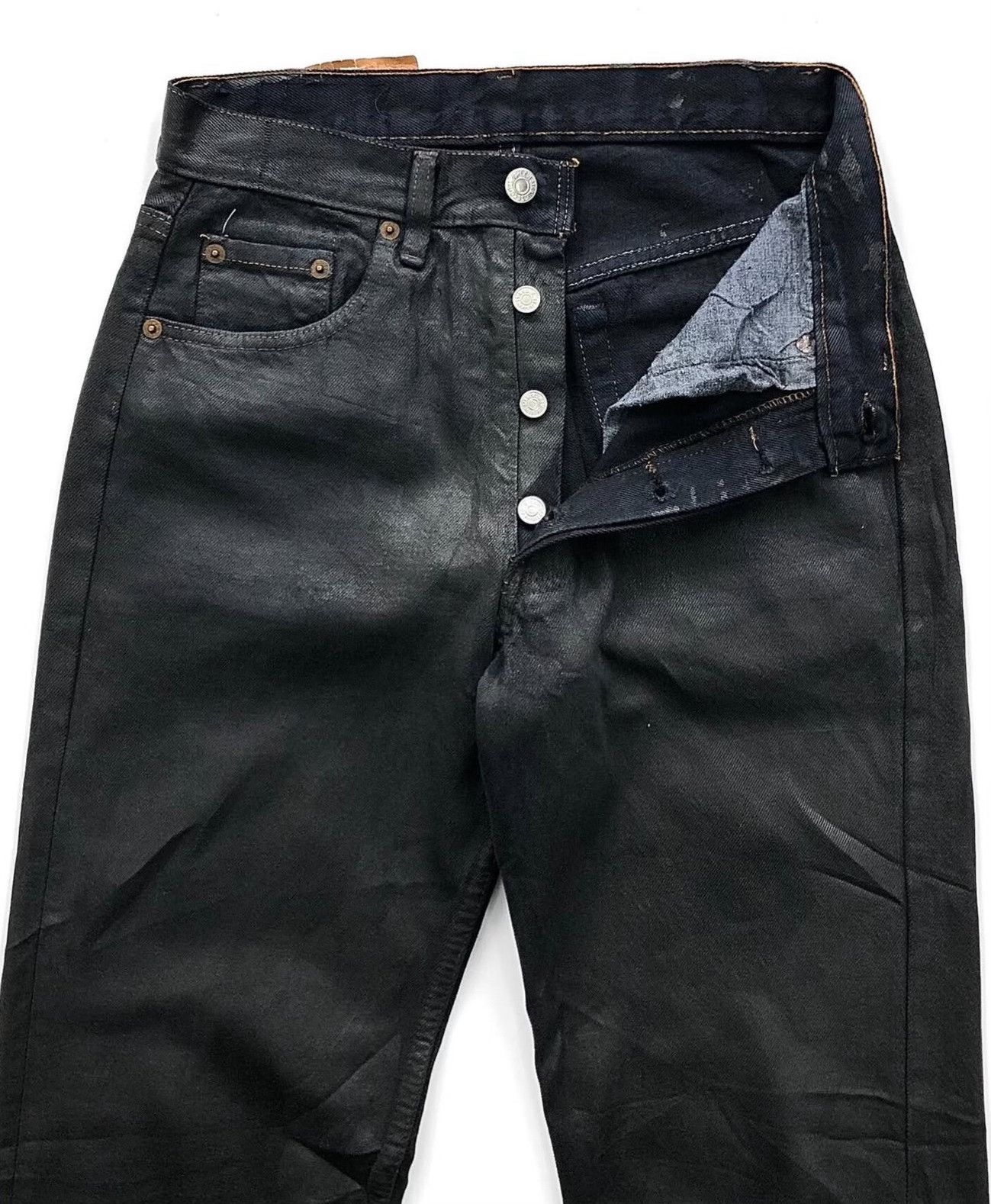 Levi's Vintage 1990s Levi's 501xx Black Coated Jeans Size US 26 / EU 42 - 3 Thumbnail