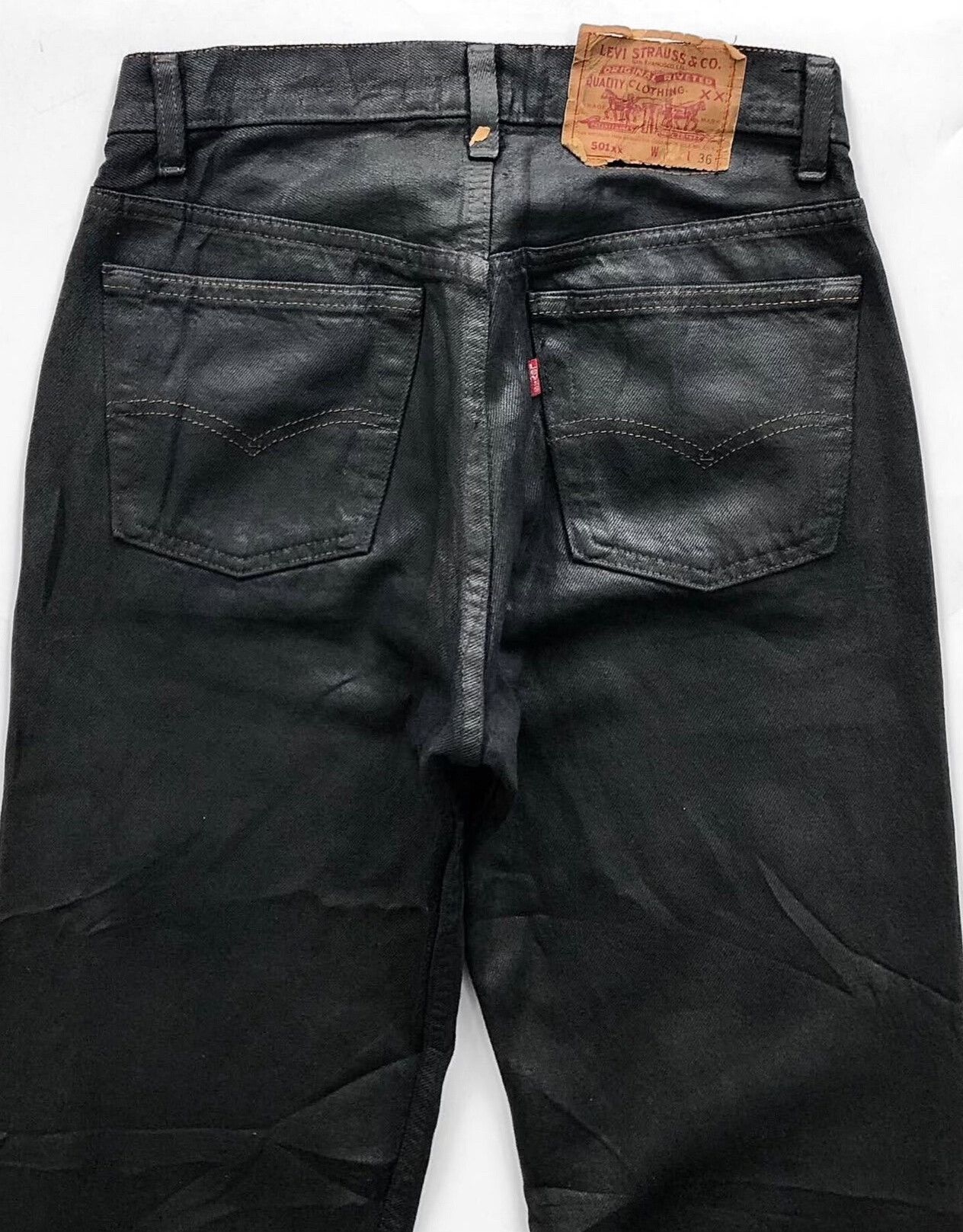 Levi's Vintage 1990s Levi's 501xx Black Coated Jeans Size US 26 / EU 42 - 8 Thumbnail