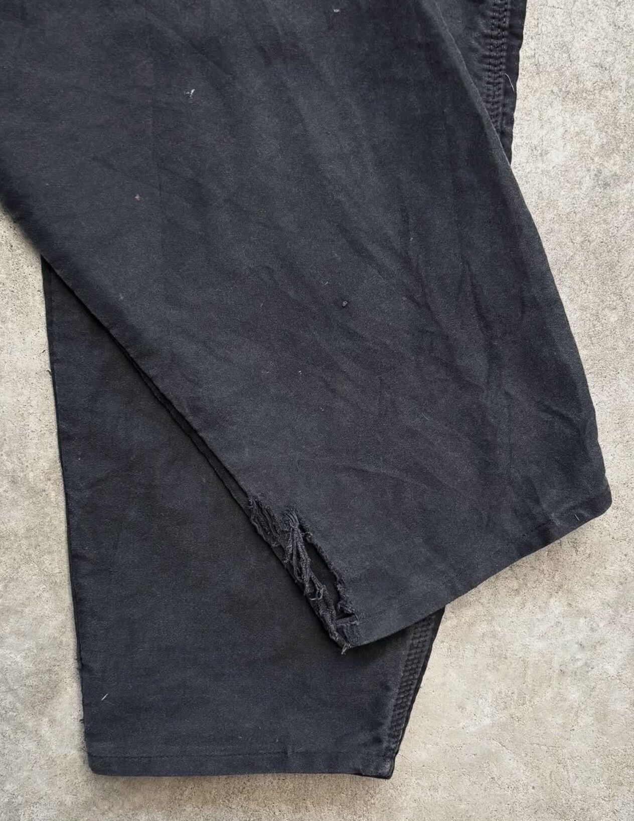 Vintage 1970s LE LABOUREUR Black Moleskin Faded Trousers Size US 34 / EU 50 - 6 Thumbnail