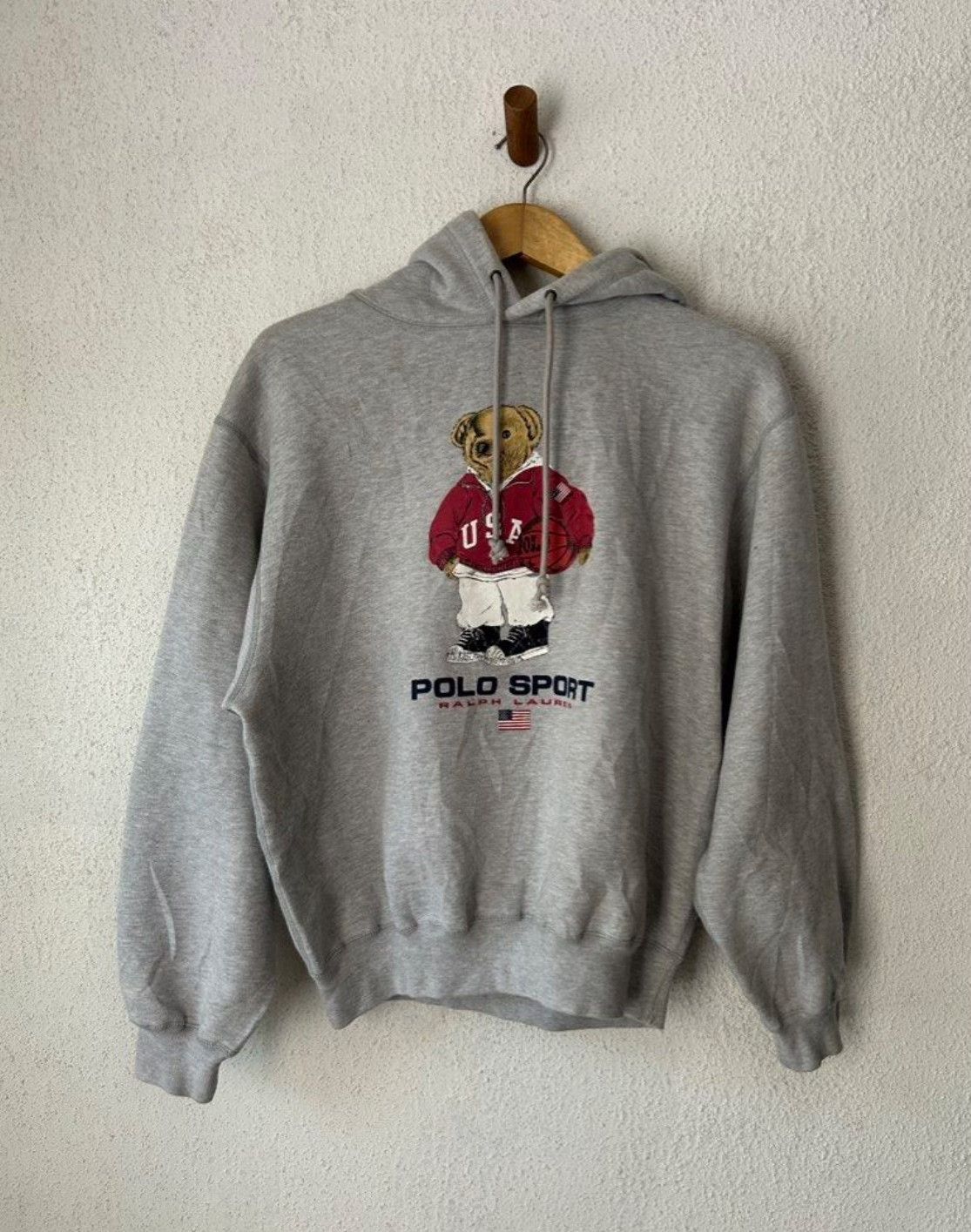 Vintage Vintage 1990s Polo Bear Hooded Sweatshirt Size US M / EU 48-50 / 2 - 2 Thumbnail