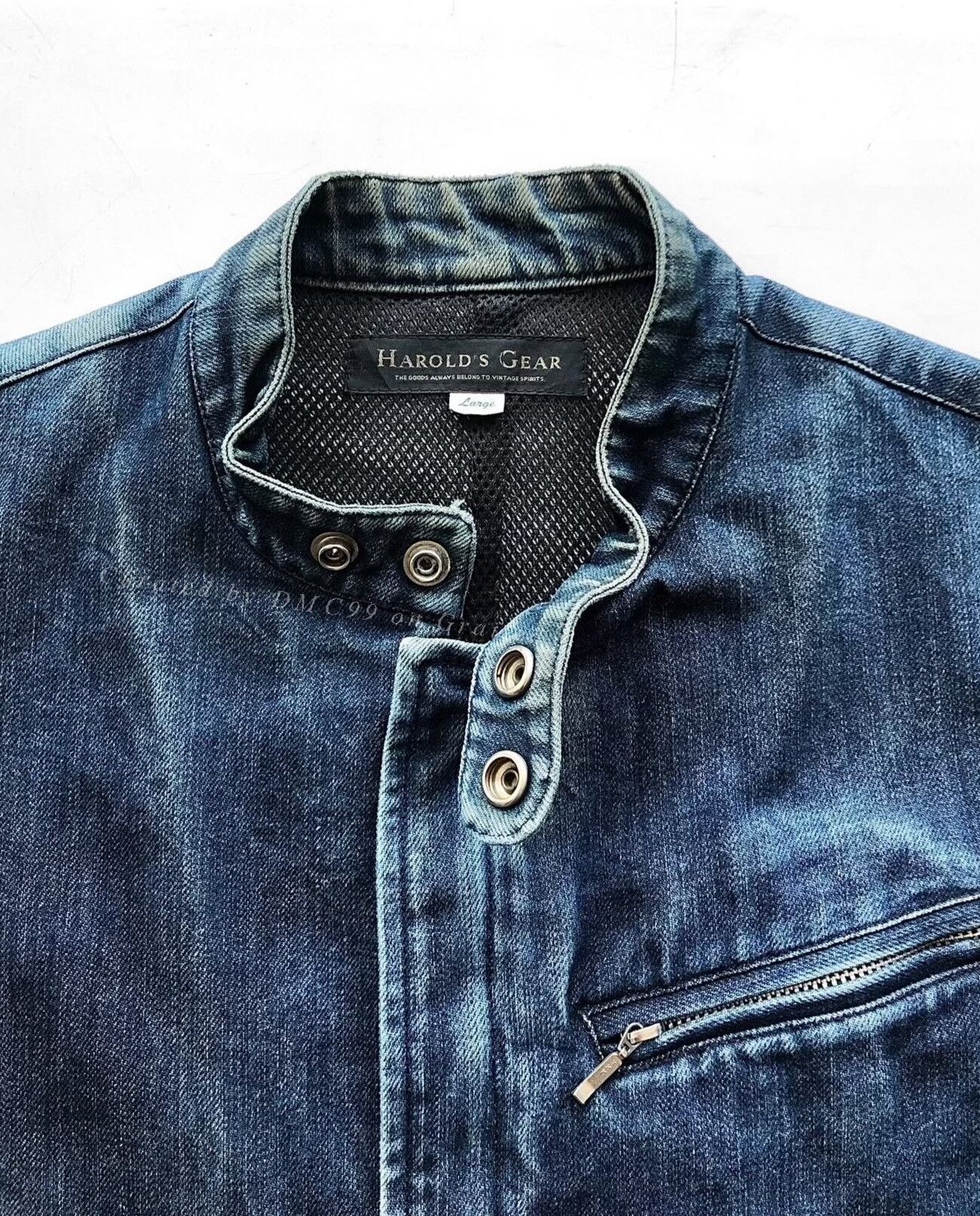 Vintage 1990s Vintage Harold's Gear Denim Cafe Racer Jacket Size US M / EU 48-50 / 2 - 2 Thumbnail