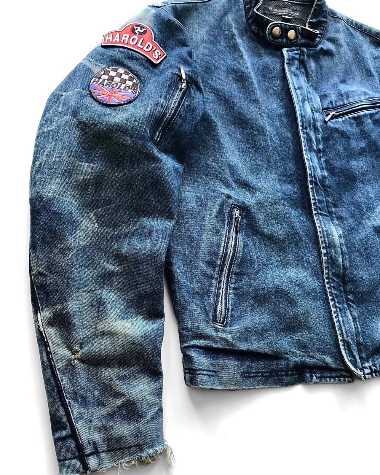 Vintage 1990s Vintage Harold's Gear Denim Cafe Racer Jacket Size US M / EU 48-50 / 2 - 3 Thumbnail