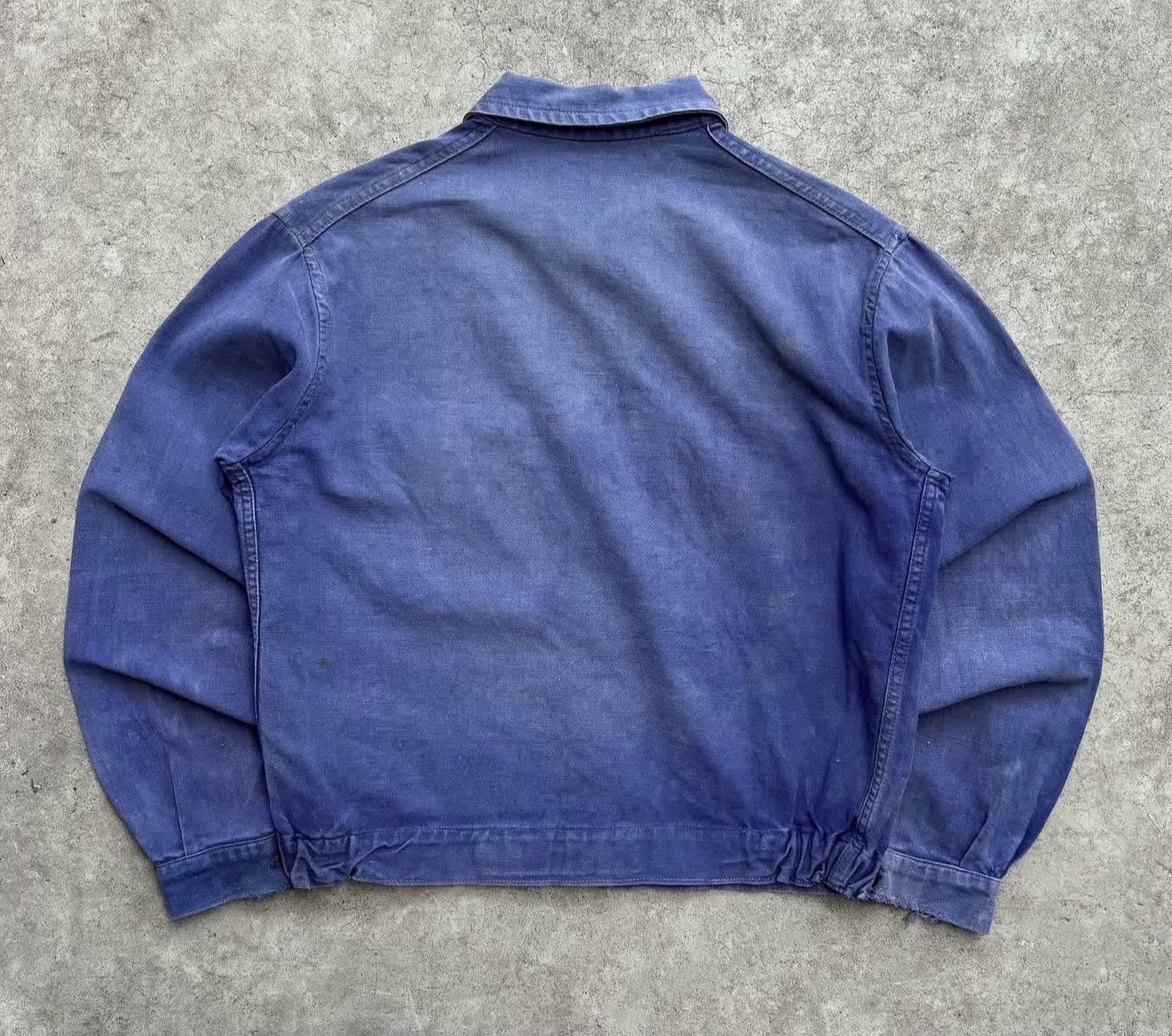 Vintage 1940s LE TRAVAILLEUR GALLICE FRENCH INDIGO TWILL CYCLIST JACKET Size US L / EU 52-54 / 3 - 7 Thumbnail