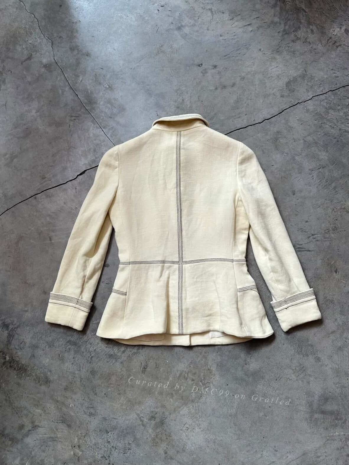 Versace Vintage Versace FW92 Cream Tailored Coat Size M / US 6-8 / IT 42-44 - 5 Thumbnail