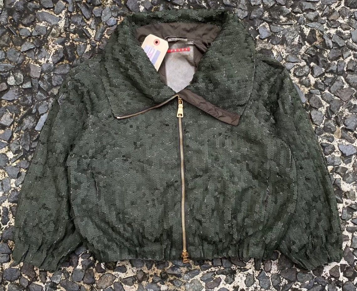 Vintage Vintage Prada 2000s Sample Sequined Cropped Jacket Size M / US 6-8 / IT 42-44 - 2 Thumbnail