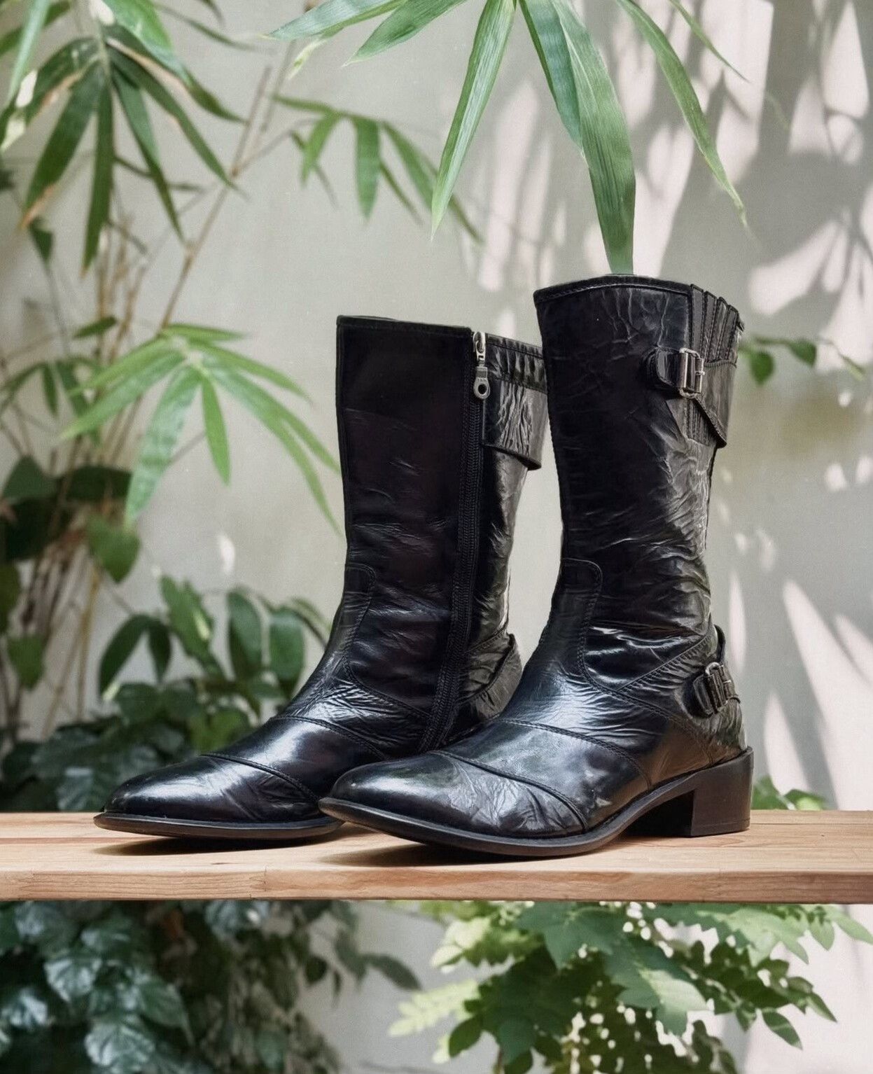 Vintage Vintage ATTIMO Black Brushed Leather High Boots Size US 10 / IT 40 - 2 Thumbnail