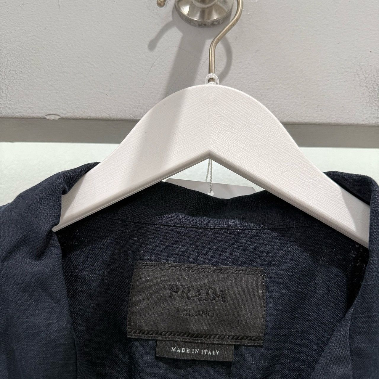 Prada Prada Logo Linen Shirt Navy Size L Size US L / EU 52-54 / 3 - 3 Thumbnail