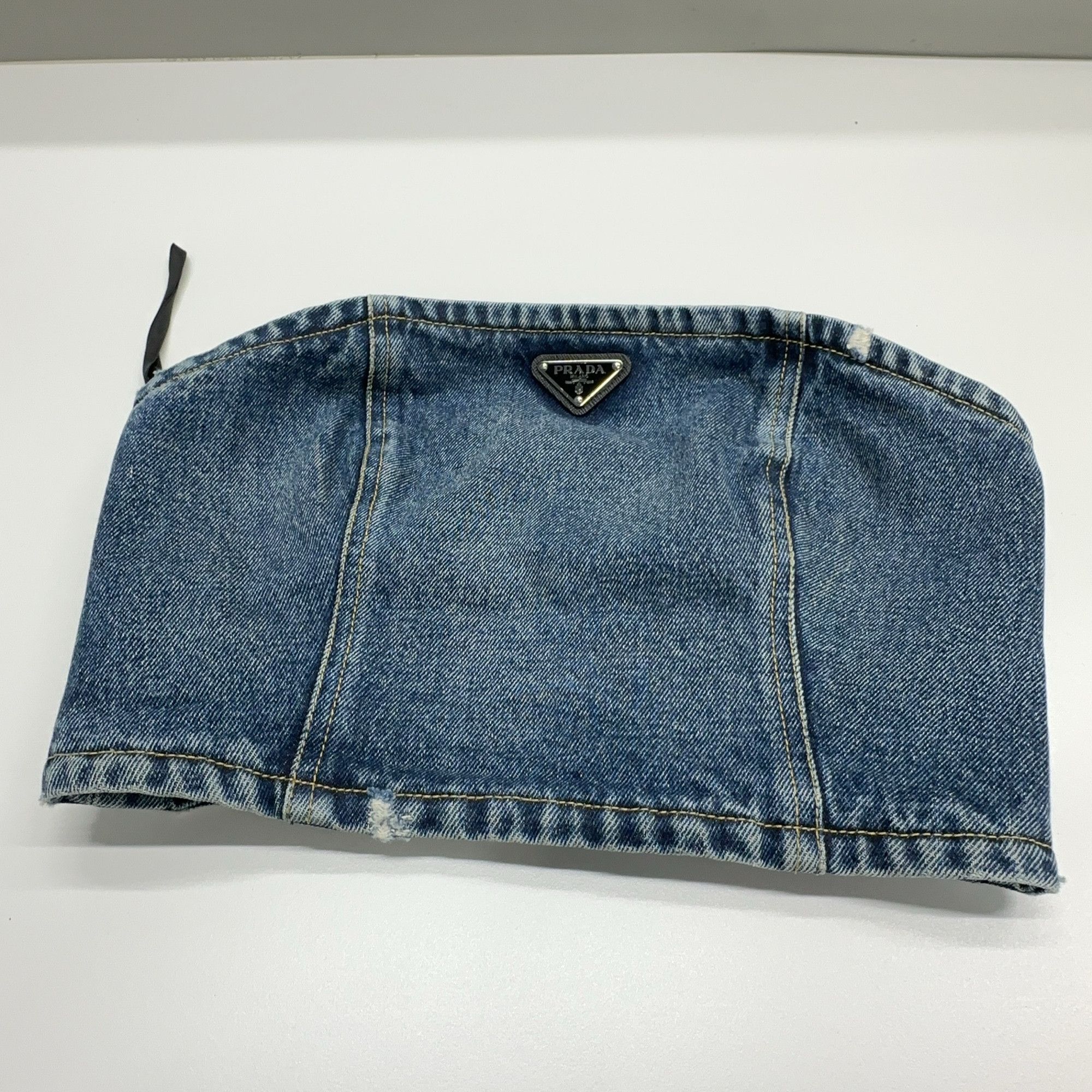 Prada Prada Denim Logo Tube Top Size 38 Size XS / US 0-2 / IT 36-38 - 7 Thumbnail