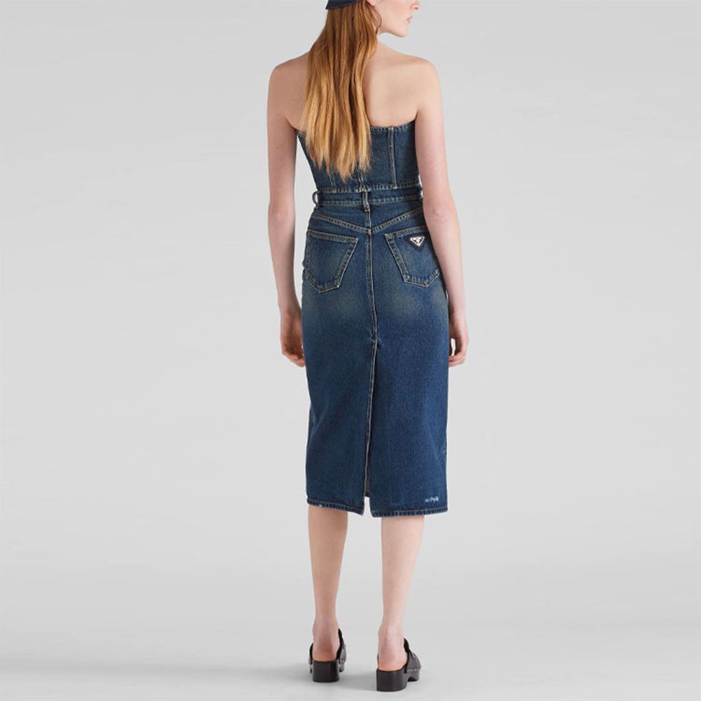 Prada Prada Denim Logo Tube Top Size 38 Size XS / US 0-2 / IT 36-38 - 11 Thumbnail