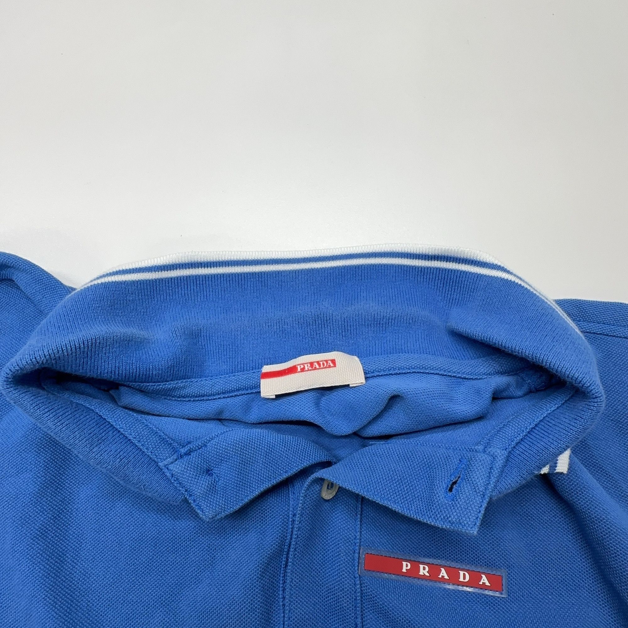 Prada Prada Logo Patch Polo Shirt Blue Size M Size US M / EU 48-50 / 2 - 6 Thumbnail