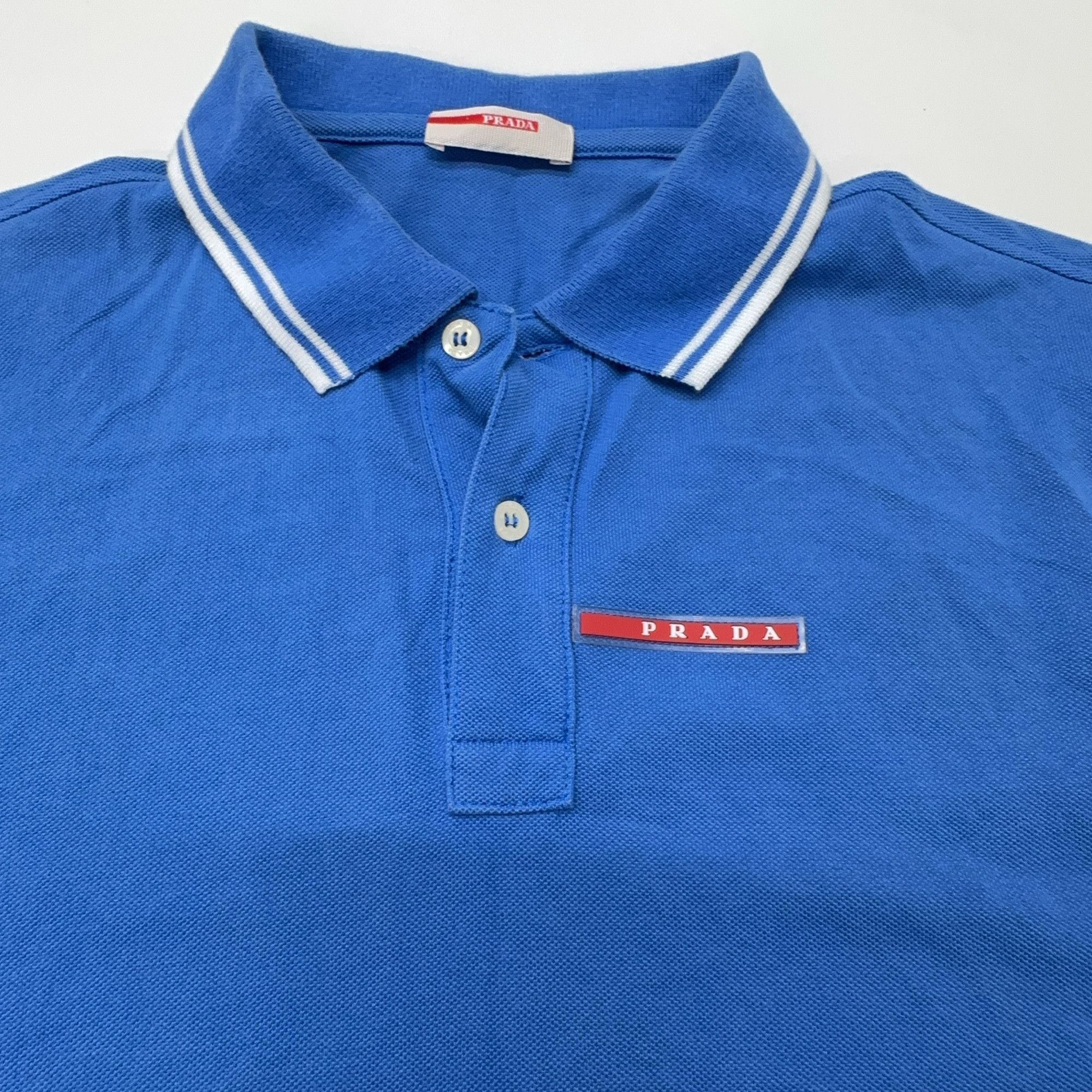 Prada Prada Logo Patch Polo Shirt Blue Size M Size US M / EU 48-50 / 2 - 7 Thumbnail
