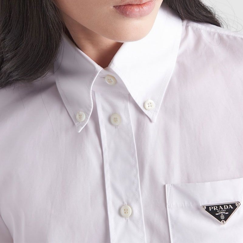 Prada Prada Triangle Logo Poplin Button Up Shirt Size 36 Size XS / US 0-2 / IT 36-38 - 6 Thumbnail