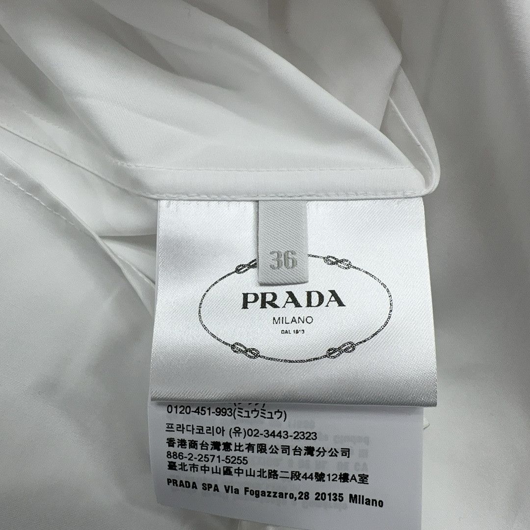 Prada Prada Tie Front Poplin Button Up Shirt Size 36 Size XS / US 0-2 / IT 36-38 - 5 Thumbnail