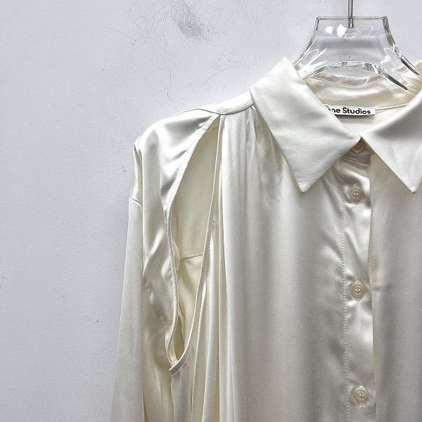 Acne Studios Acne Studios White Asymmetric Shirt Midi Dress 34 Size XXS / US 00 / IT 34 - 5 Thumbnail